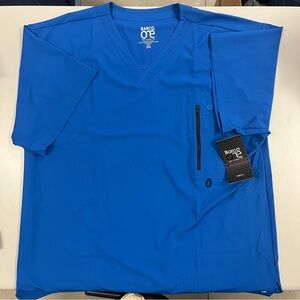 NWT Barco One Men's Vibrant Royal Blue V-Neck Scrub Top Size 2XL